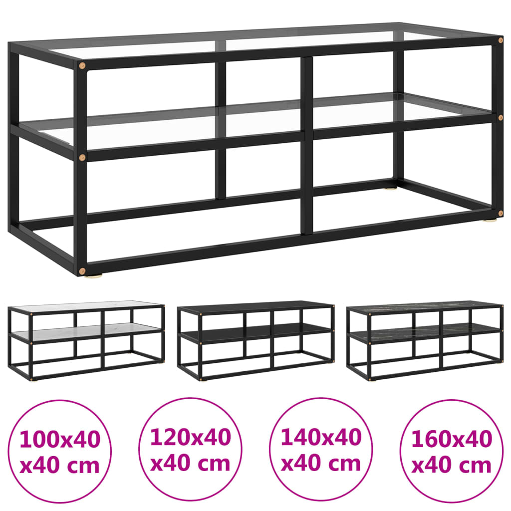 vidaXL TV Stand with Tempered Glass Entertainment Center Media Unit Sideboard